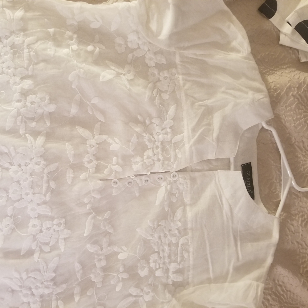 White cotton sheer blouse